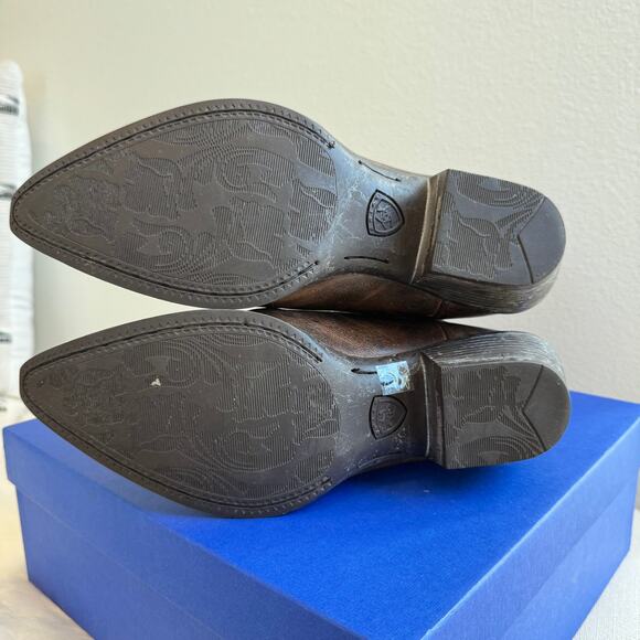 Ariat Women's Heritage Western Cowboy Sassy Brown Boots - Distressed Leather 7B - Picture 5 of 11